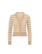 Veronica Beard Solene Striped Cashmere Cardigan - Sand/Ivory