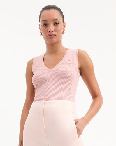 Veronica Beard Sid Knit Tank Top - Pink Clay