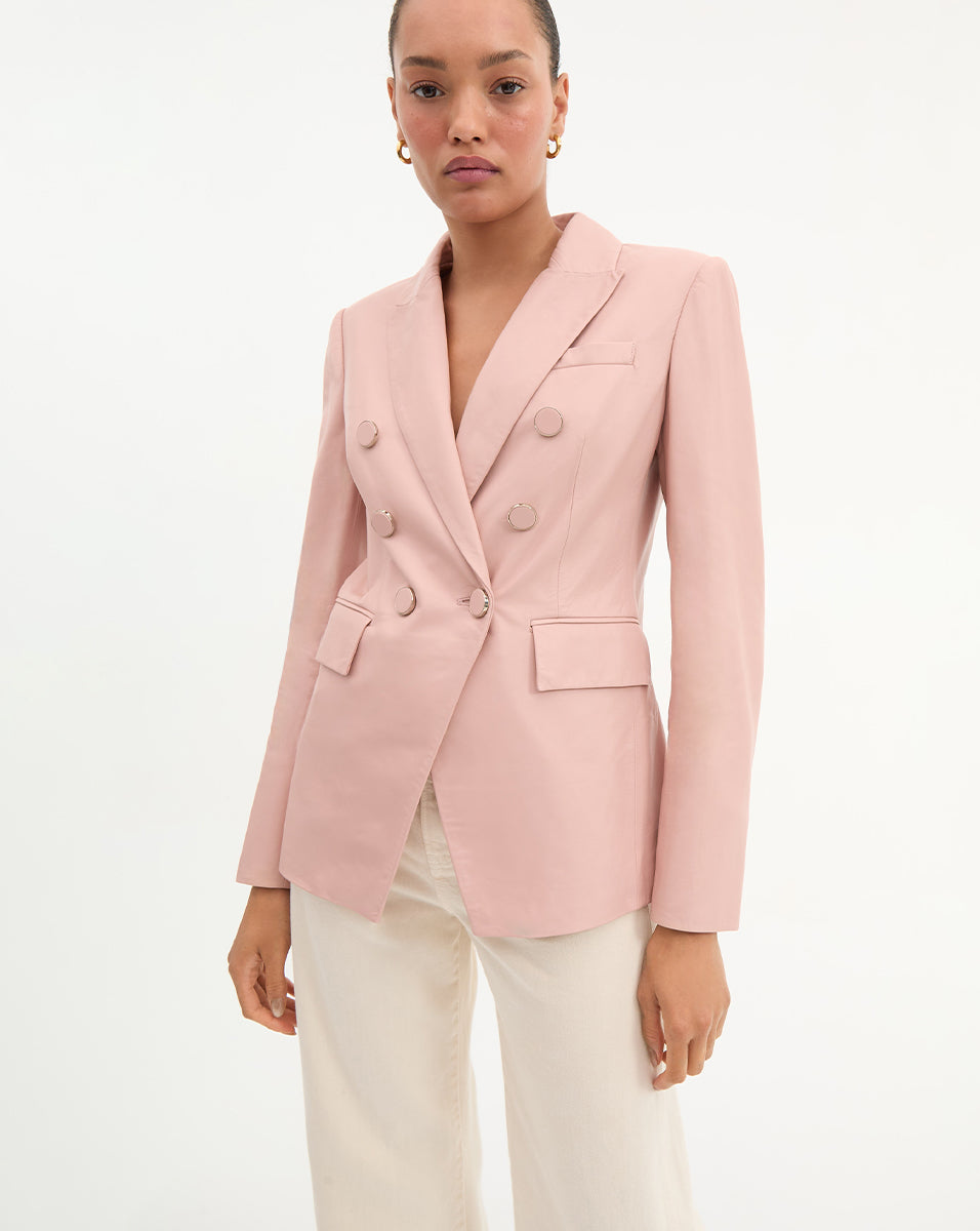 Veronica Beard Miller Leather Dickey Jacket - Pink Clay