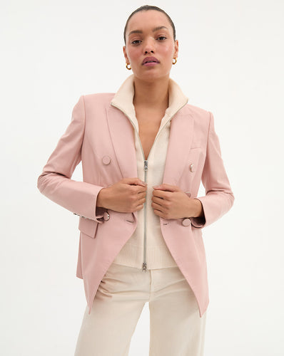 Veronica Beard Miller Leather Dickey Jacket - Pink Clay