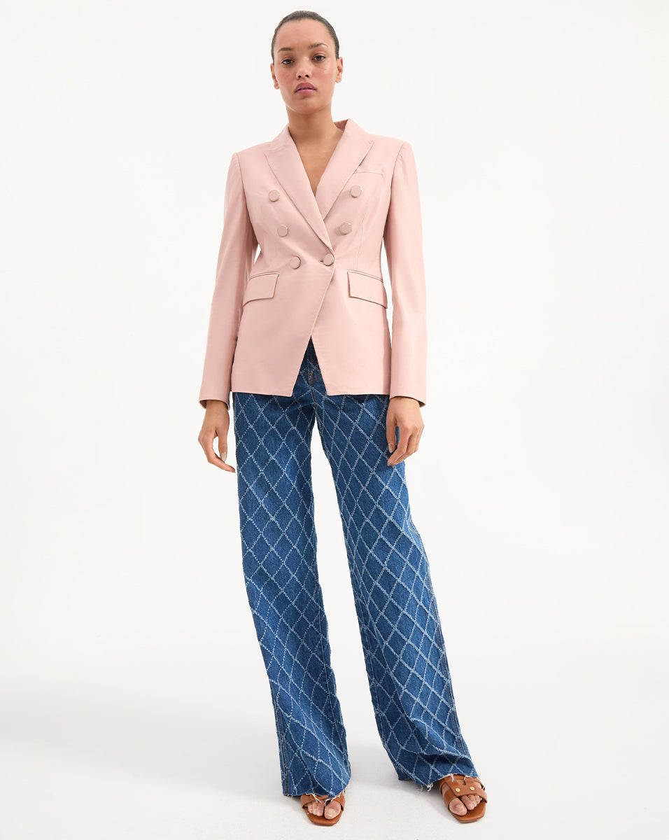 Veronica Beard Miller Leather Dickey Jacket - Pink Clay