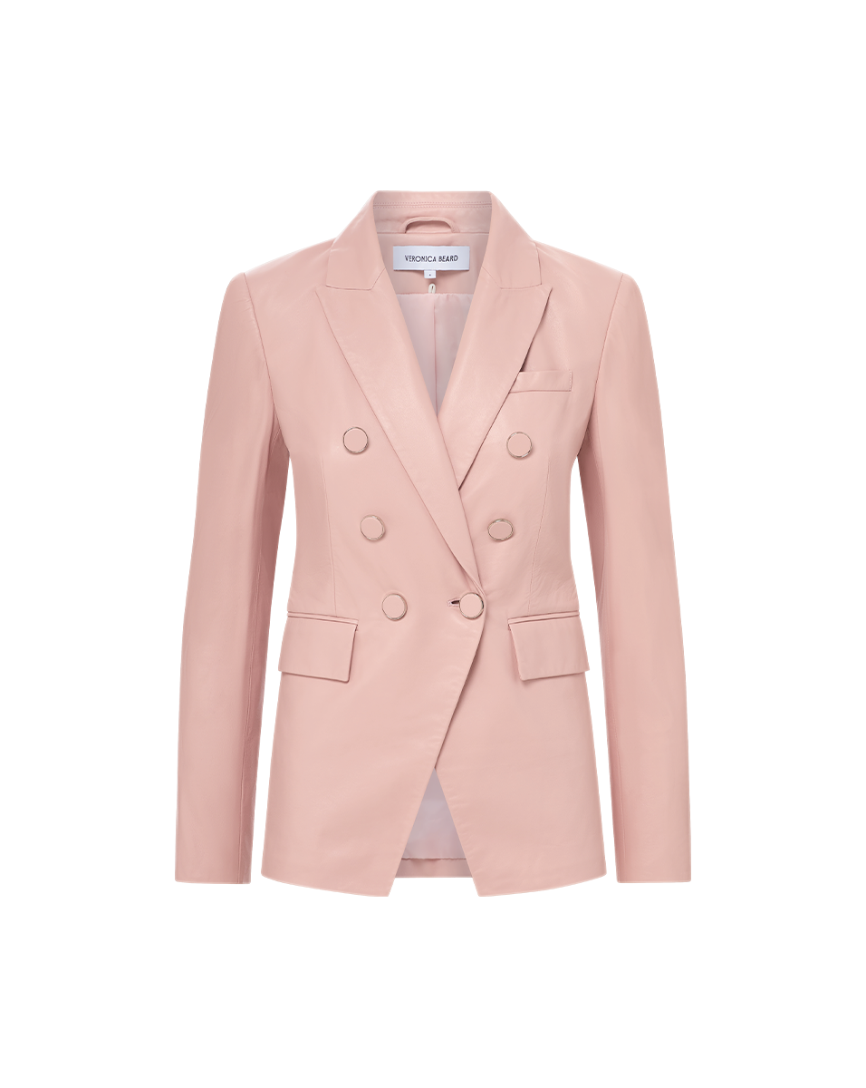 Veronica Beard Miller Leather Dickey Jacket - Pink Clay