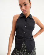 Veronica Beard Regina Sleeveless Button-Down Shirt - Black