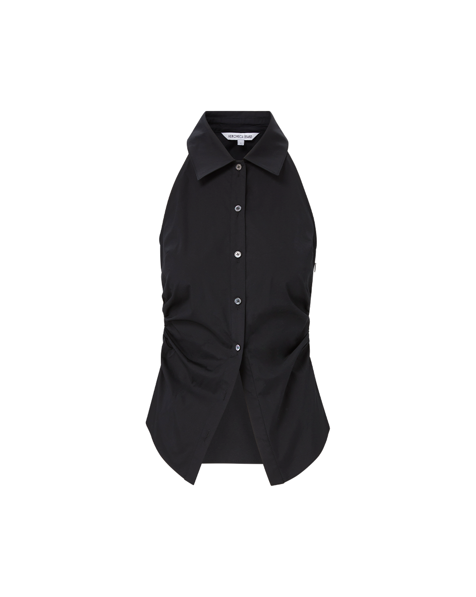 Veronica Beard Regina Sleeveless Button-Down Shirt - Black
