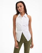 Veronica Beard Regina Sleeveless Button-Down Shirt - White