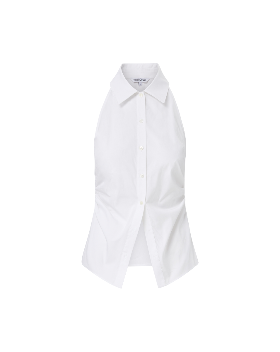 Veronica Beard Regina Sleeveless Button-Down Shirt - White