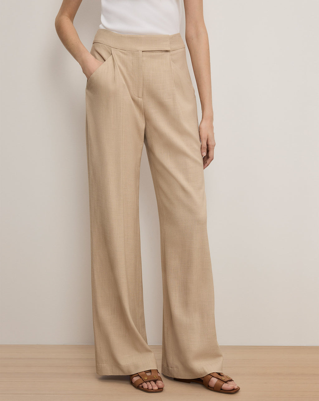 Veronica Beard Marbeau Wide-Leg Pant (Copy for testing) - Stone Khaki