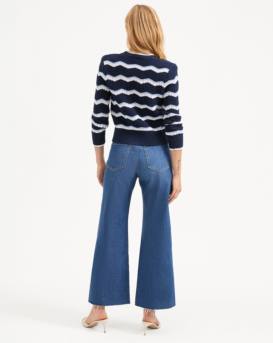 Veronica Beard Ansonia Cardigan - Navy/Off-White/Bluebell