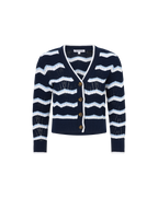 Veronica Beard Ansonia Cardigan - Navy/Off-White/Bluebell
