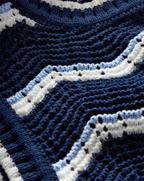 Veronica Beard Jerrel Cropped Knit Tank Top - Navy/Off-White/Bluebell
