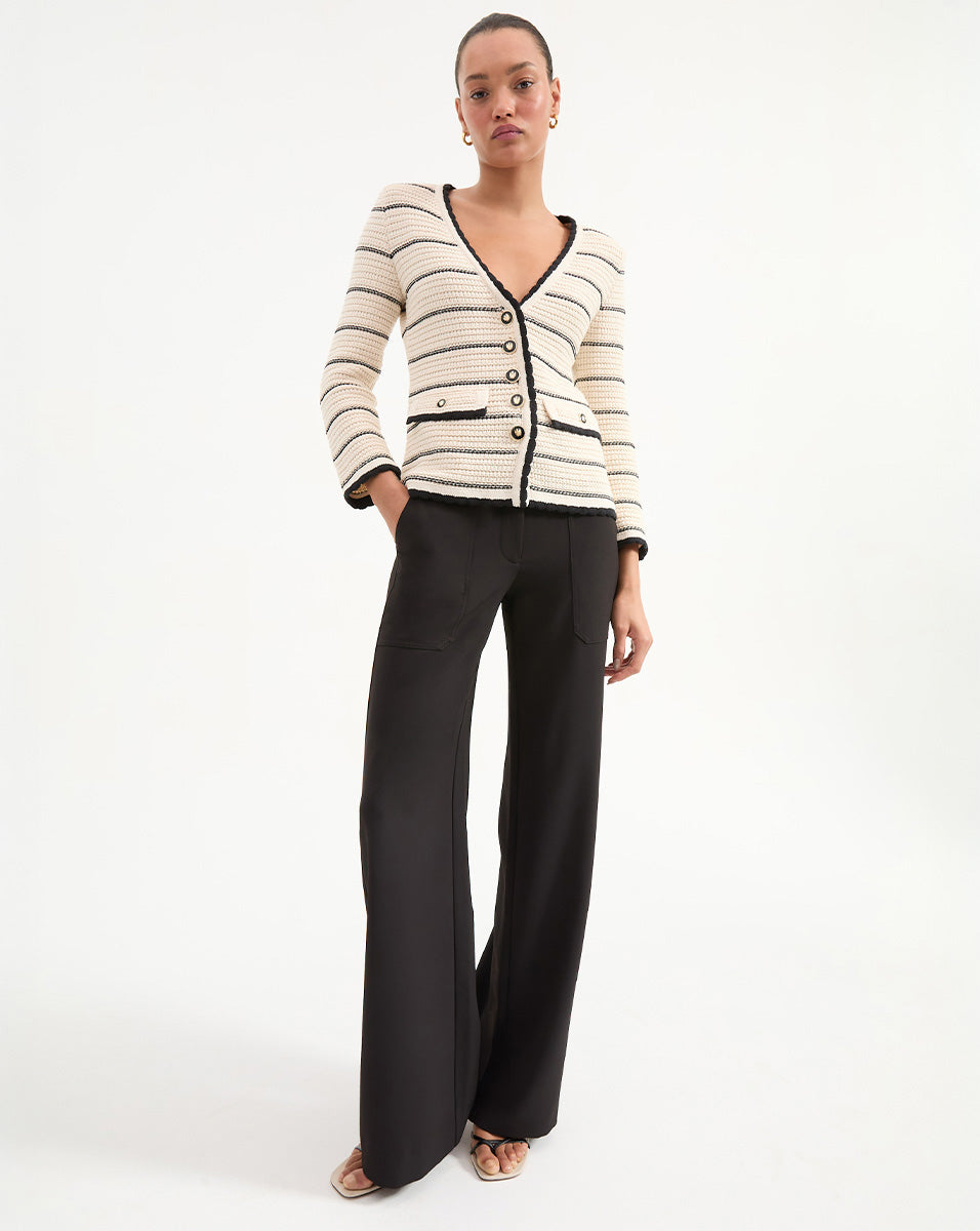 Veronica Beard Ceriani Knit Jacket - Off-White/Black