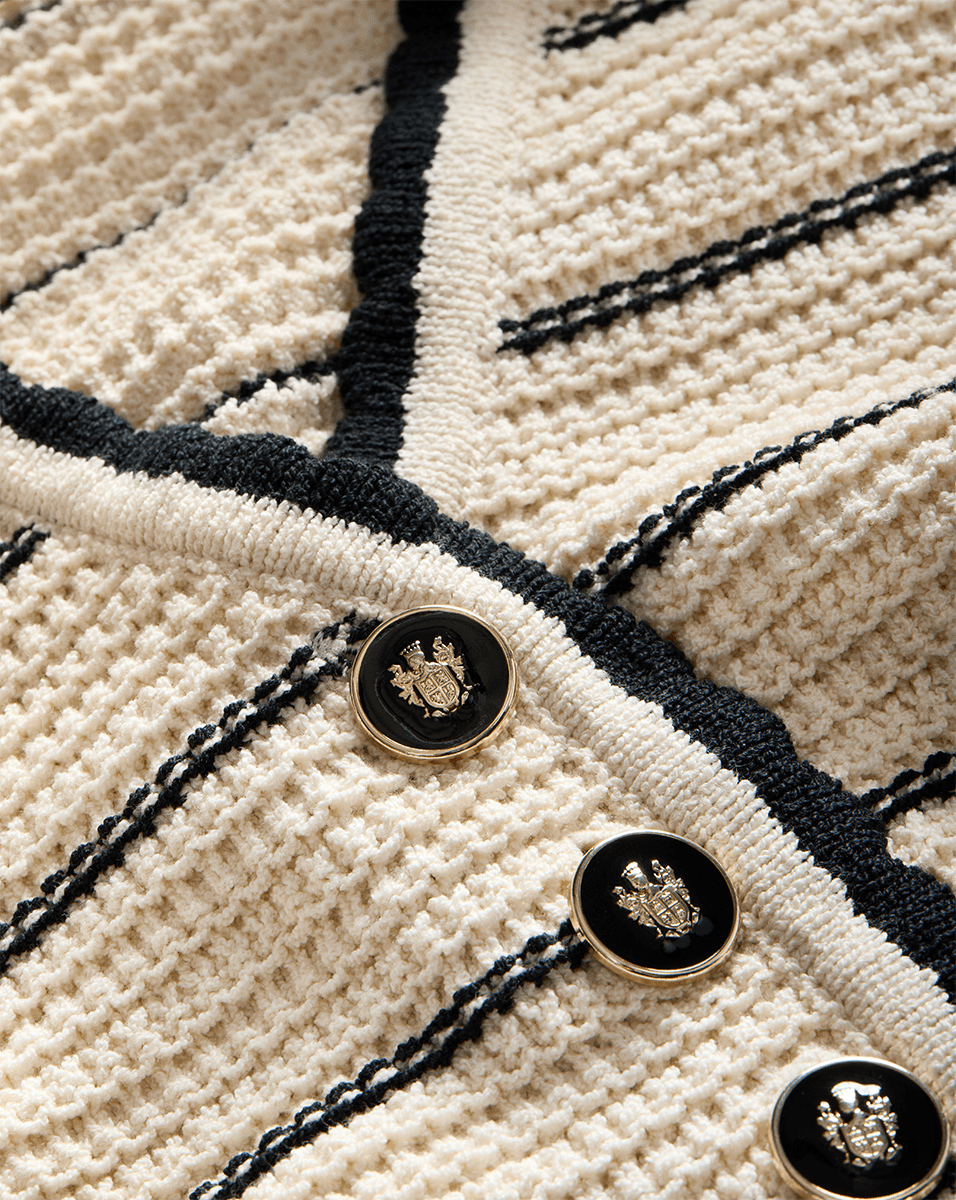 Veronica Beard Ceriani Knit Jacket - Off-White/Black