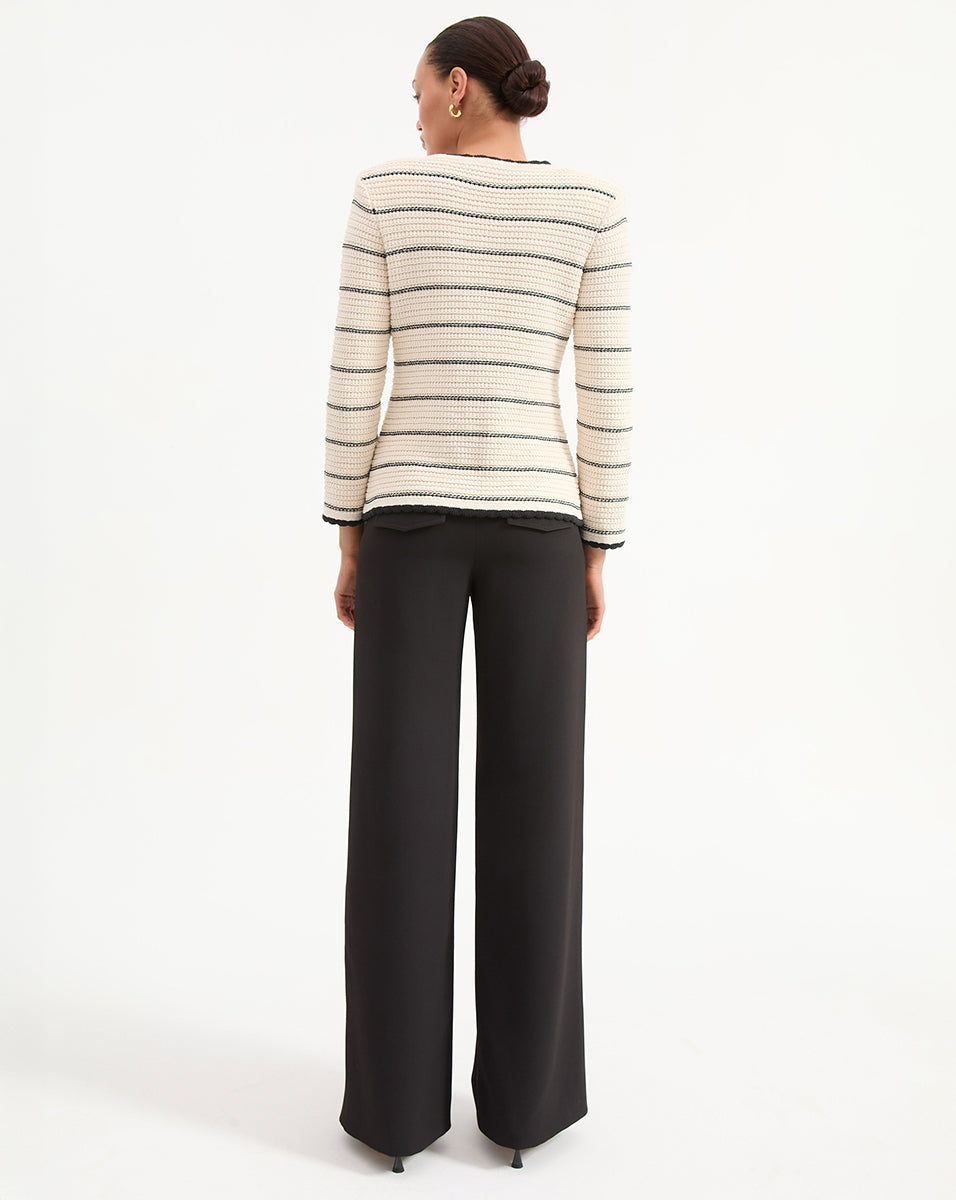 Veronica Beard Ceriani Knit Jacket - Off-White/Black
