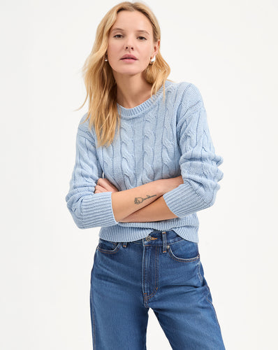 Veronica Beard Eleanor Cable Knit Pullover - Bluebell
