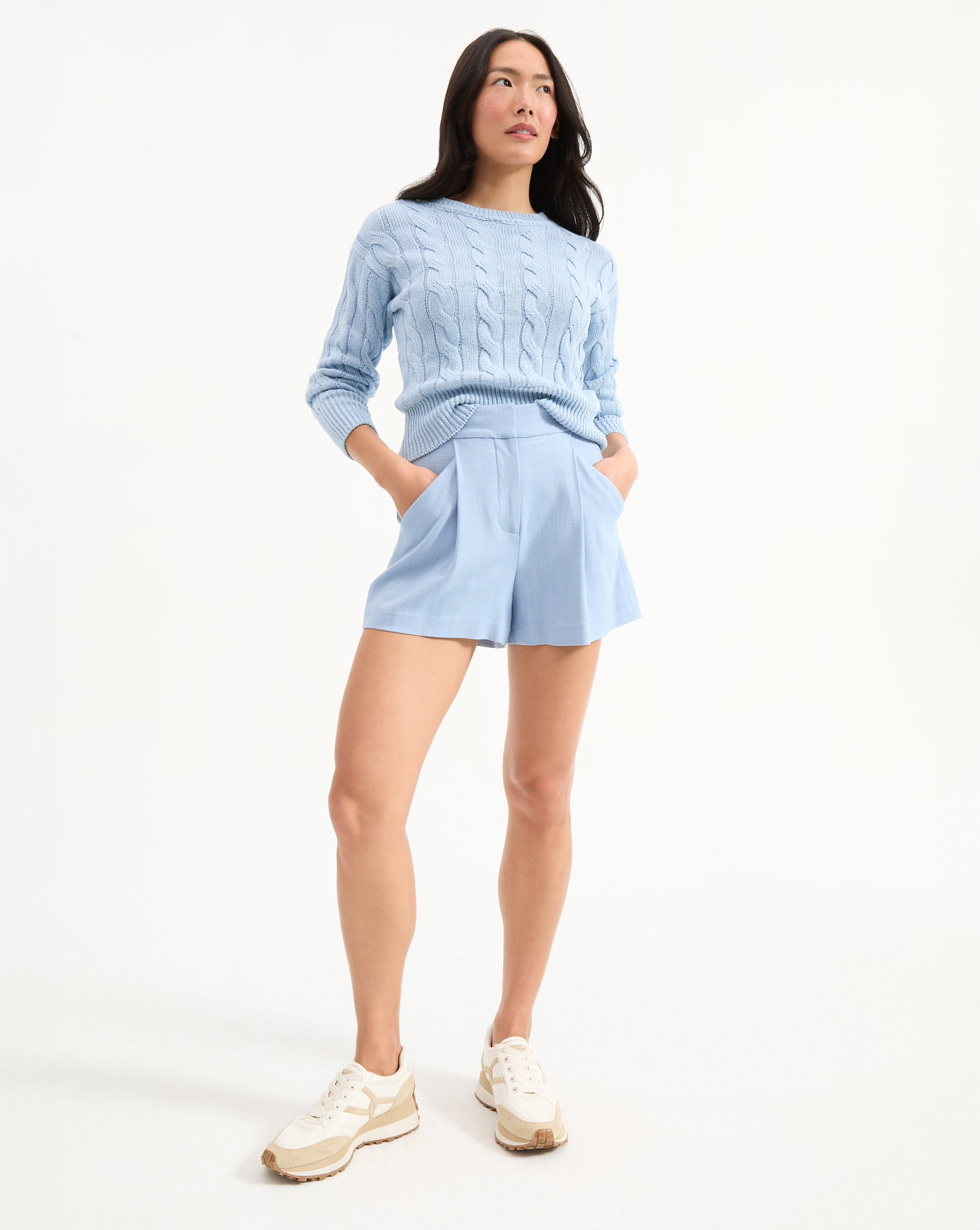 Veronica Beard Eleanor Cable Knit Pullover - Bluebell