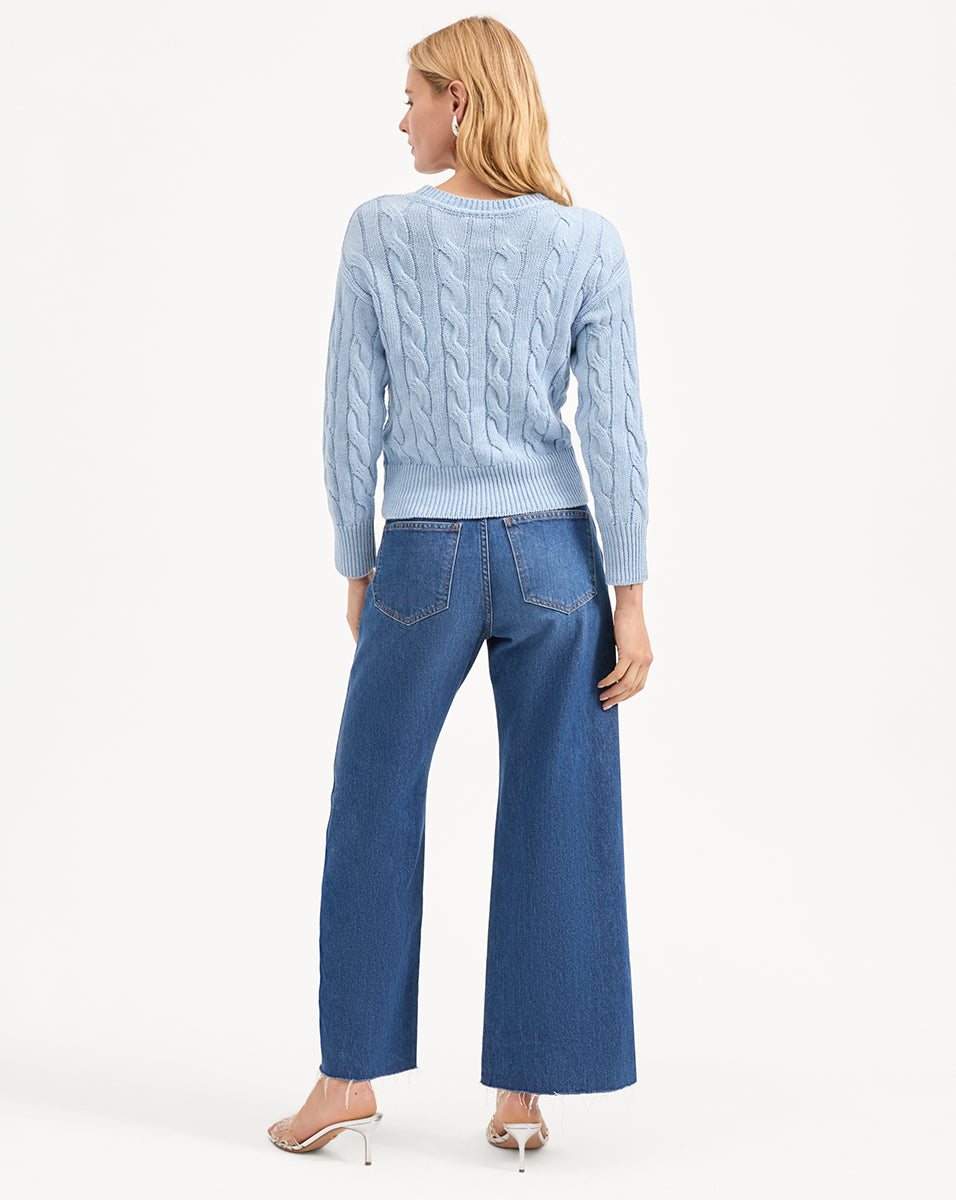 Veronica Beard Eleanor Cable Knit Pullover - Bluebell