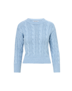 Veronica Beard Eleanor Cable Knit Pullover Bluebell