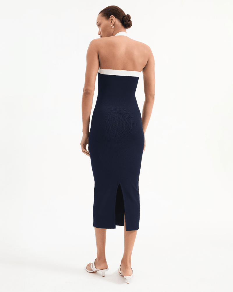 Veronica Beard Christa Halter Neck Dress - Navy
