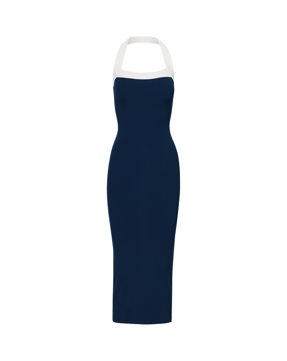 Veronica Beard Christa Halter Neck Dress Navy