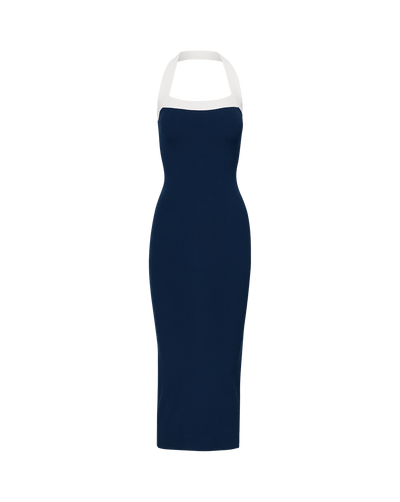 Veronica Beard Christa Halter Neck Dress Navy