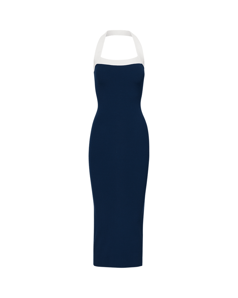Veronica Beard Christa Halter Neck Dress Navy