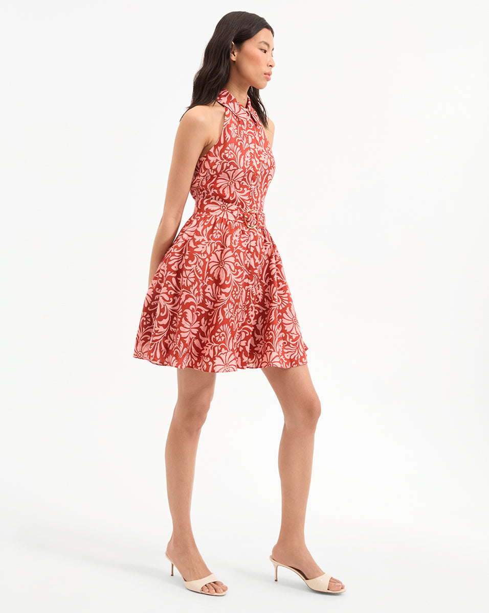 Veronica Beard Beau Linen Dress - Dark Persimmon Multi