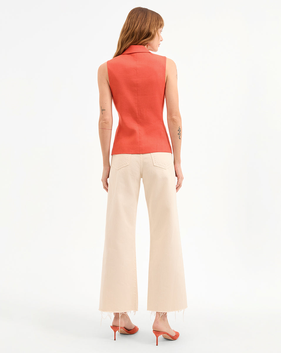 Veronica Beard Benny Linen Vest - Persimmon