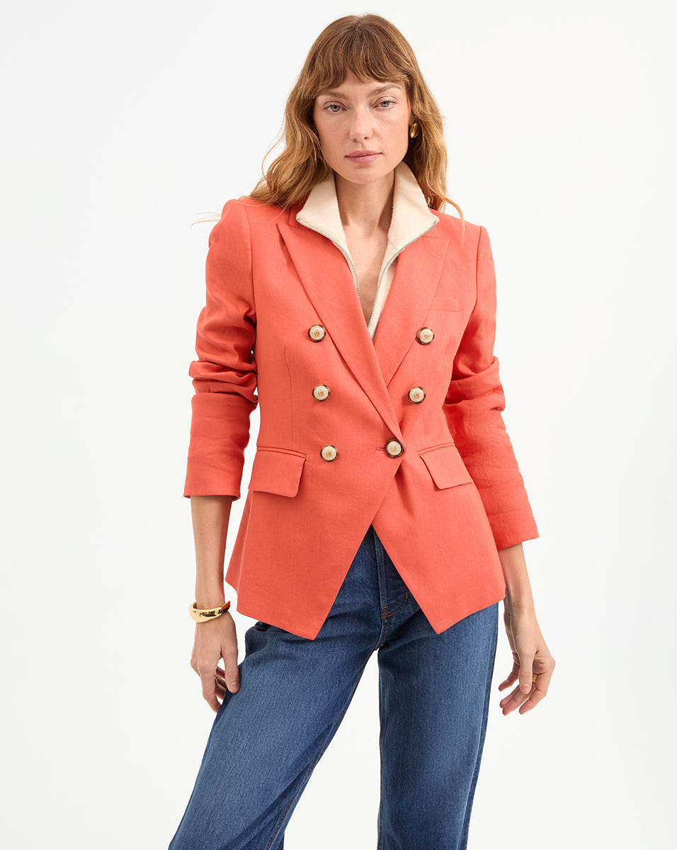 Veronica Beard Miller Stretch-Linen Dickey Jacket - Persimmon