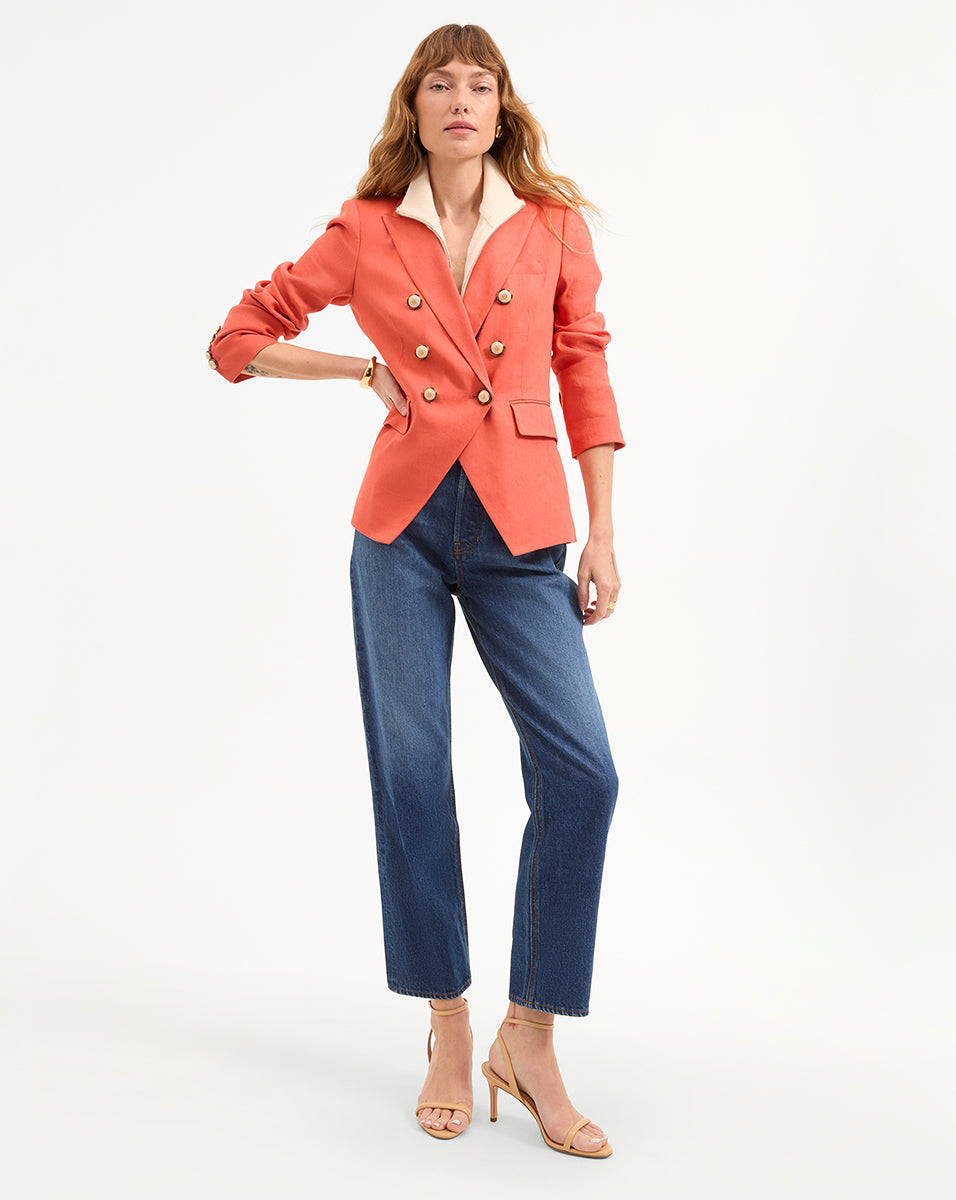 Veronica Beard Miller Stretch-Linen Dickey Jacket - Persimmon