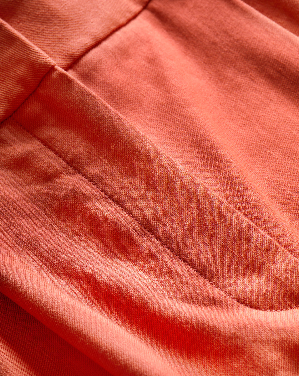 Veronica Beard Heyser Wide-Leg Stretch-Linen Pant - Persimmon