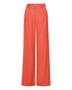 Veronica Beard Heyser Wide-Leg Stretch-Linen Pant - Persimmon