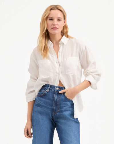 Veronica Beard Gil Linen Shirt - Off-White