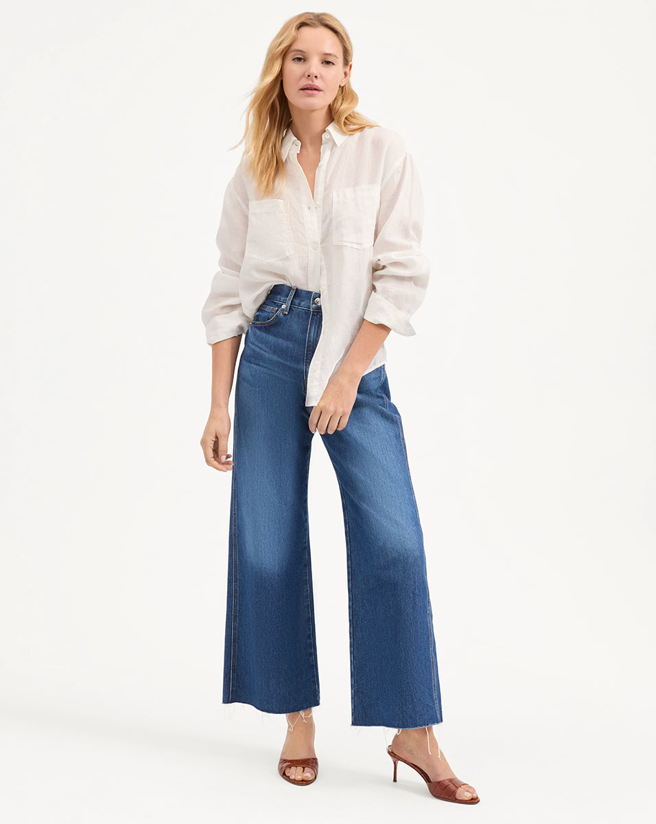 Veronica Beard Gil Linen Shirt - Off-White