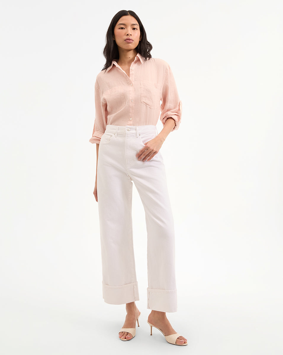 Veronica Beard Gil Linen Shirt - Pink Shell