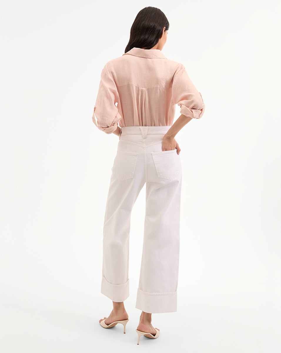 Veronica Beard Gil Linen Shirt - Pink Shell