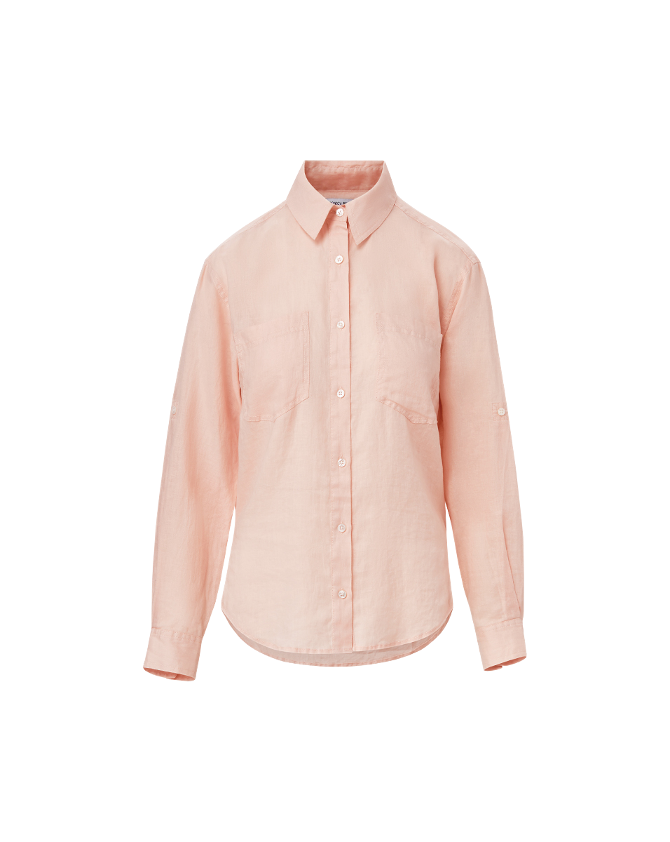 Veronica Beard Gil Linen Shirt - Pink Shell