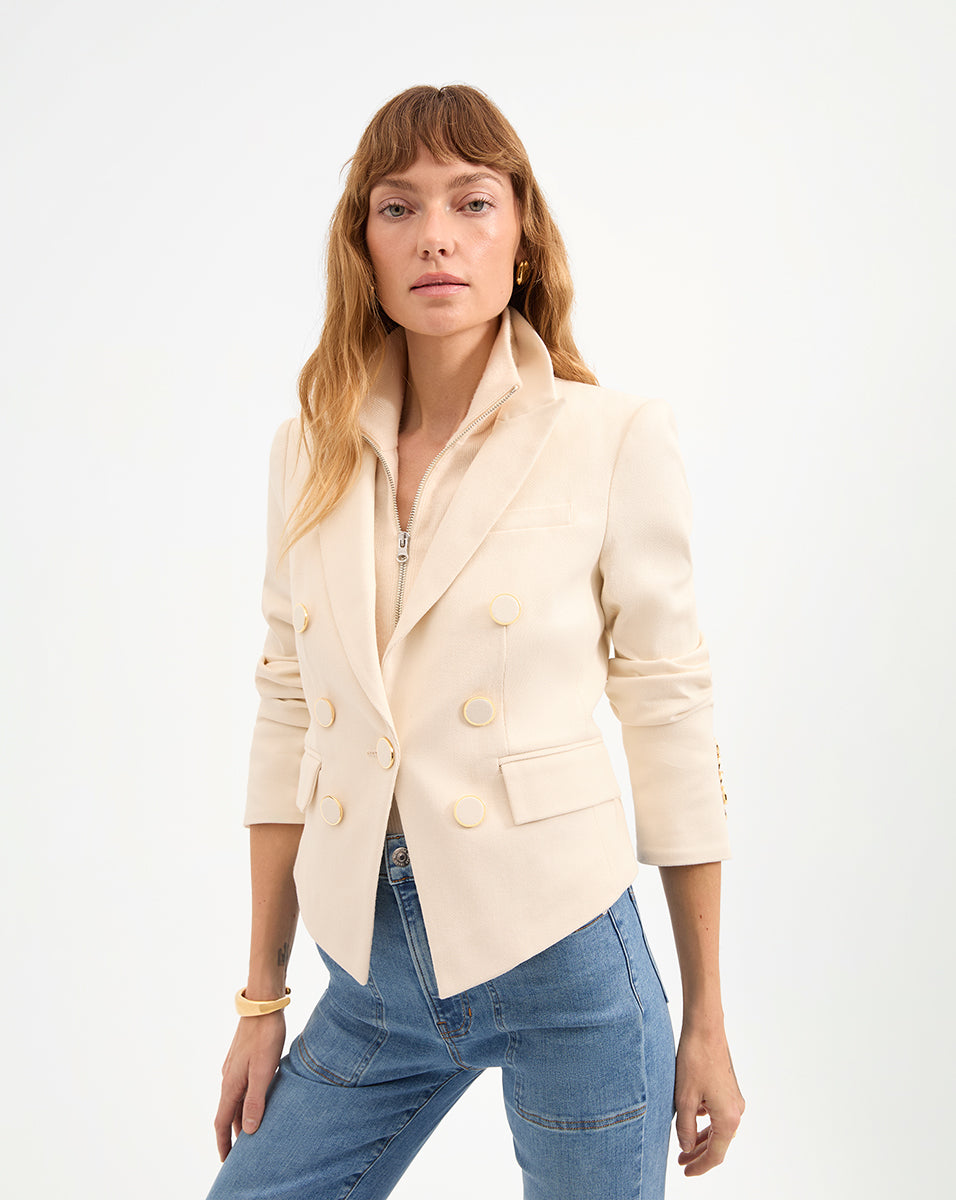 Veronica Beard Diego Cotton Dickey Jacket - Ecru