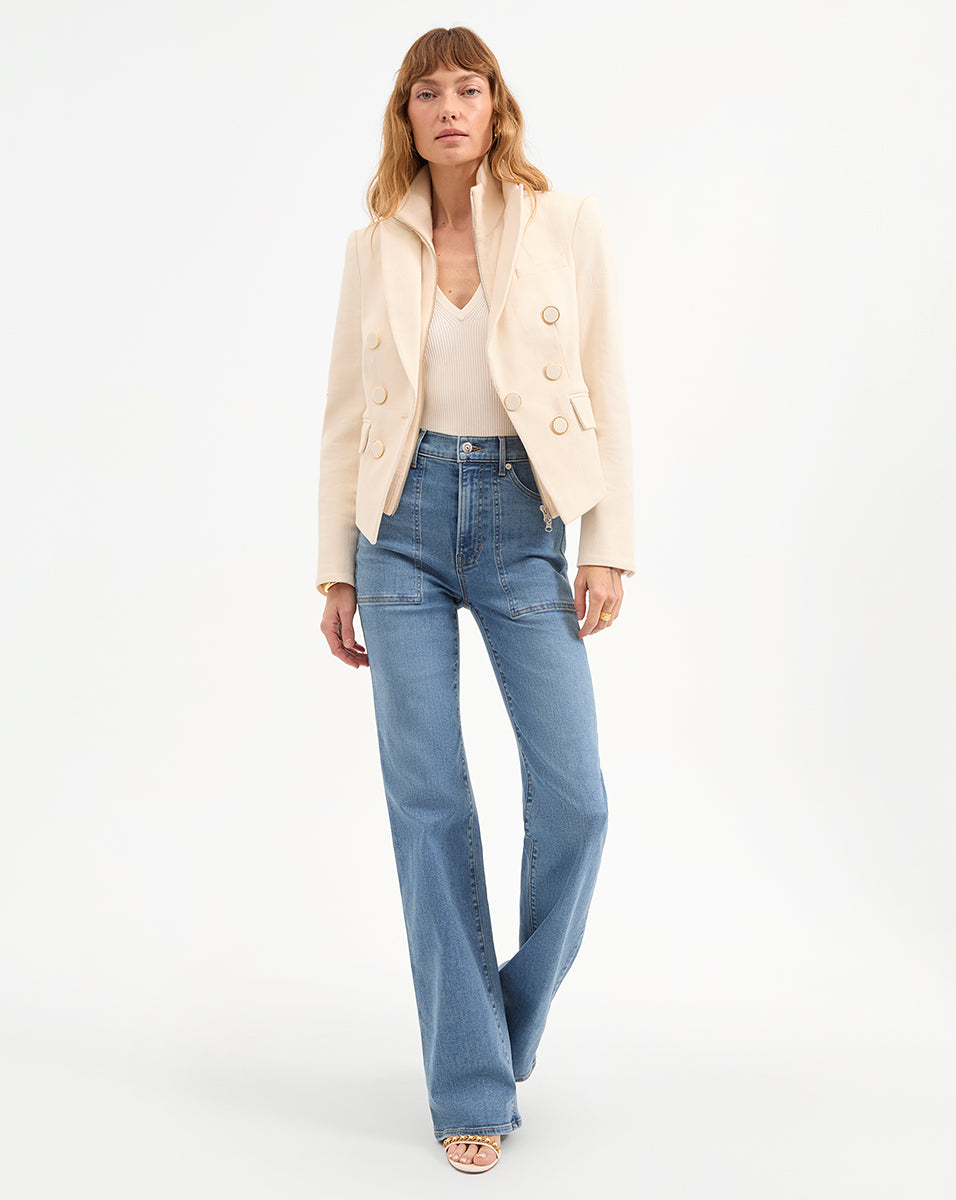 Veronica Beard Diego Cotton Dickey Jacket - Ecru