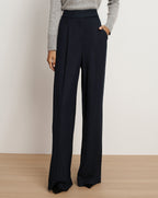 Veronica Beard Marbeau Wide-Leg Pant - Navy