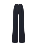 Veronica Beard Black wide-leg trousers with pleated front details.