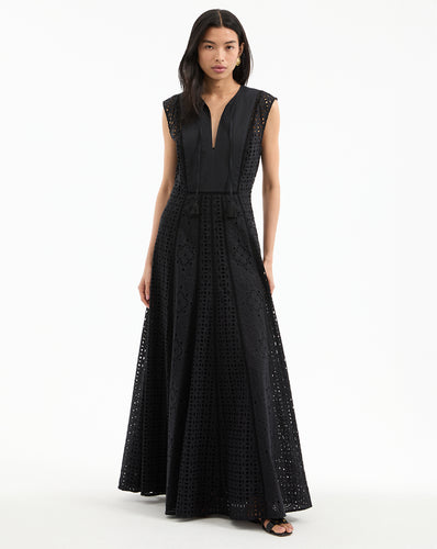 Veronica Beard Alina Eyelet Maxi Dress - Black