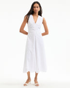 Veronica Beard Aven Eyelet Midi Dress - White