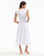 Veronica Beard Aven Eyelet Midi Dress - White