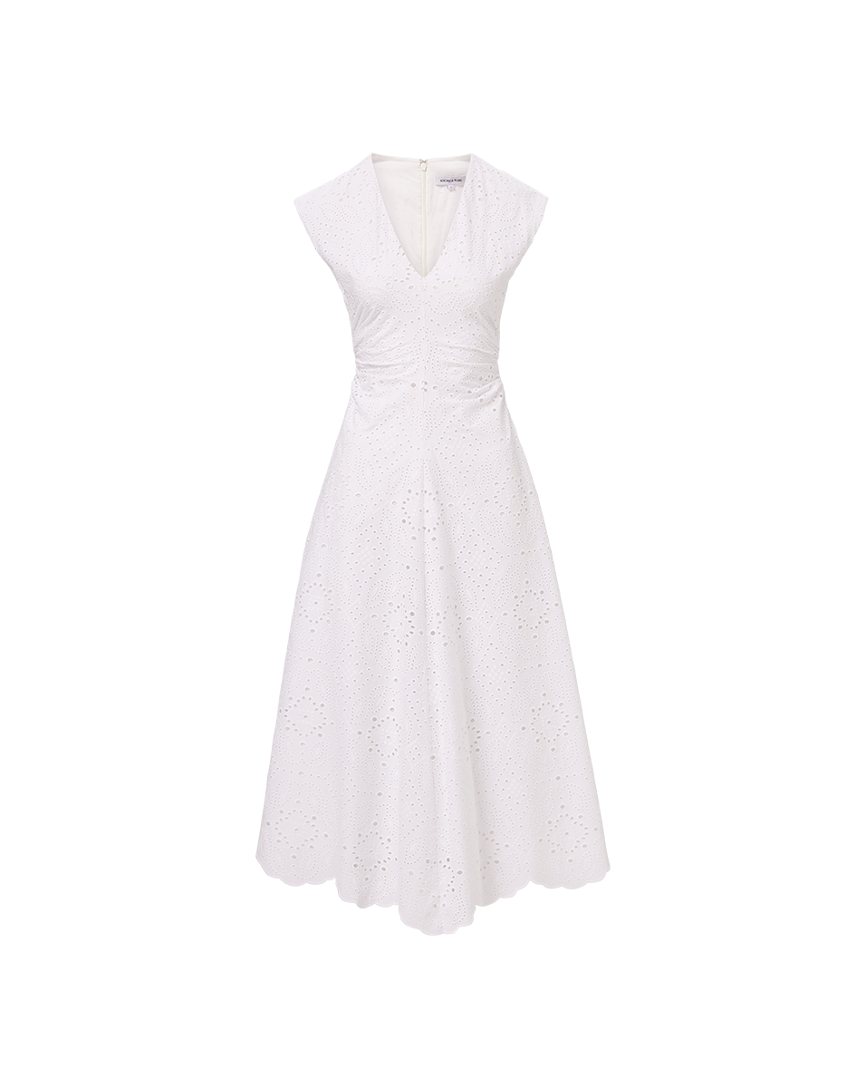 Veronica Beard Aven Eyelet Midi Dress - White