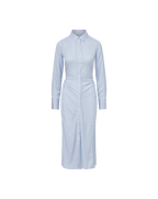 Veronica Beard Lex Silk Midi Shirtdress - Dark Bluebell/Off-White