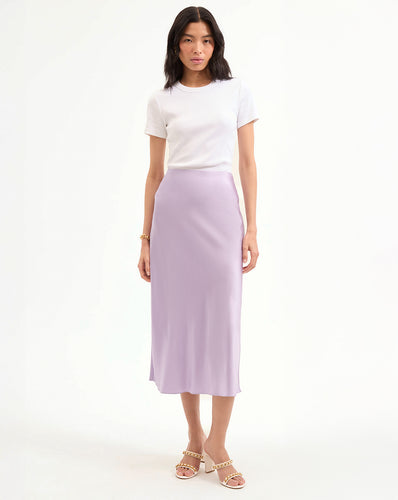 Veronica Beard Clover Stretch-Silk Slip Skirt - Soft Lilac