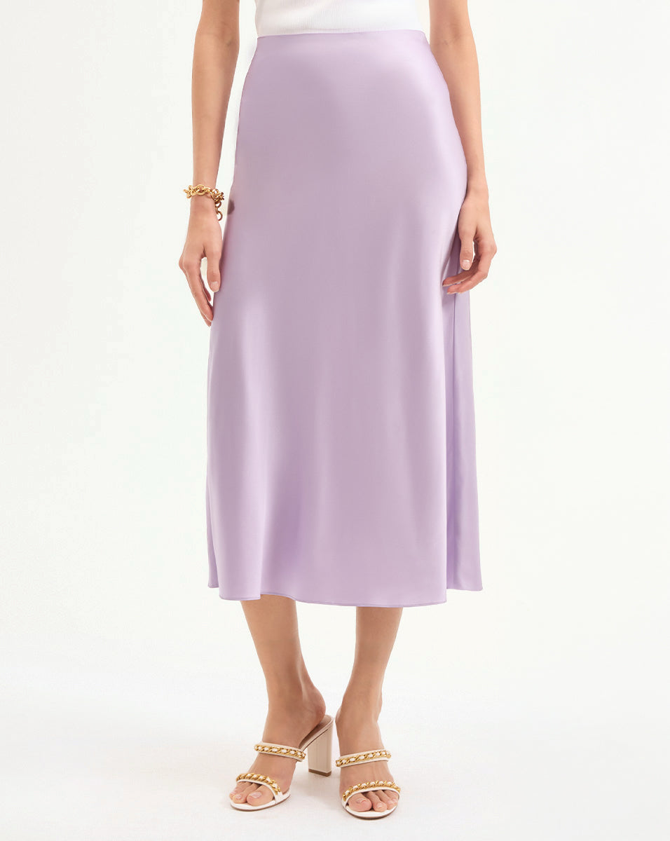 Veronica Beard Clover Stretch-Silk Slip Skirt - Soft Lilac