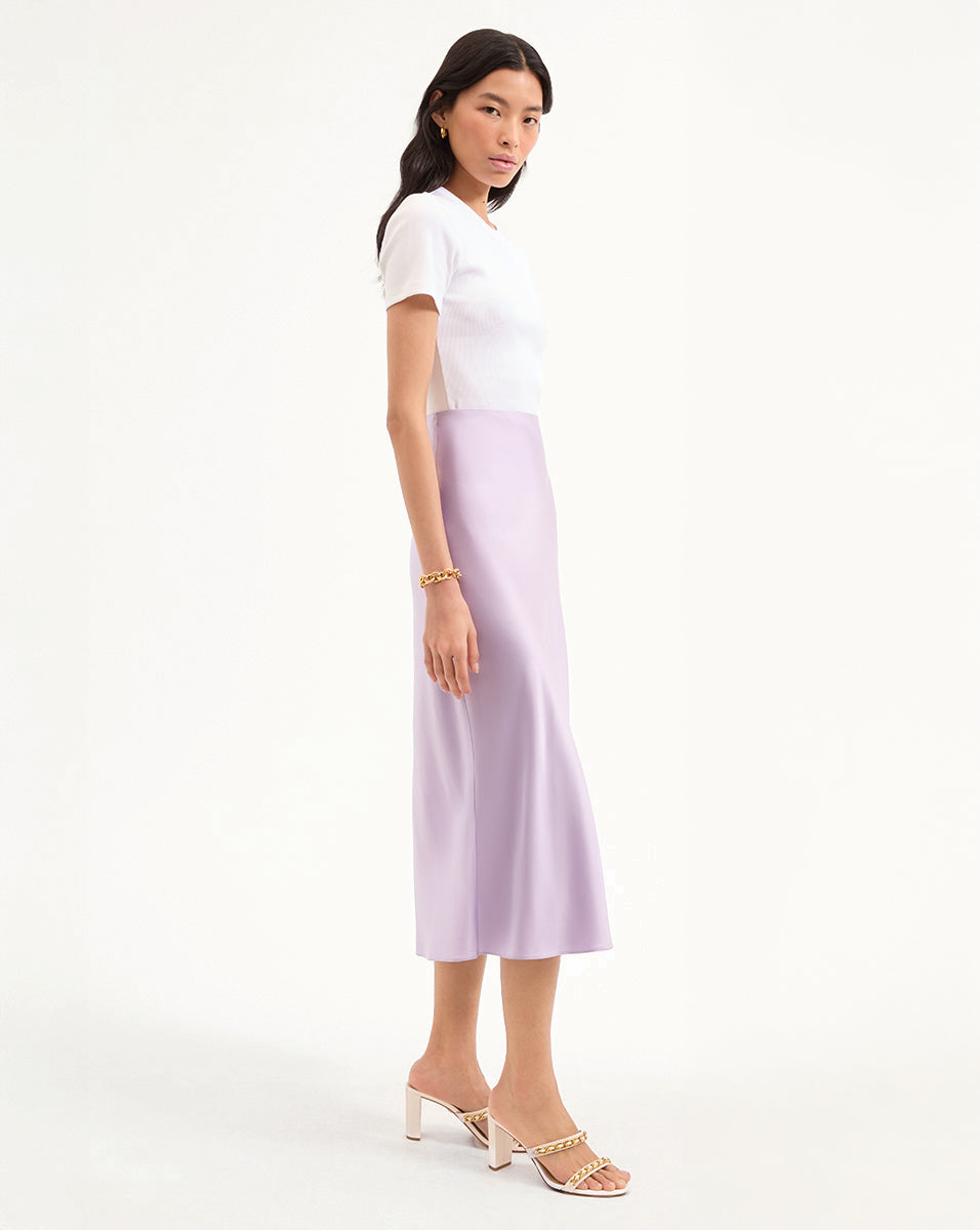 Veronica Beard Clover Stretch-Silk Slip Skirt - Soft Lilac