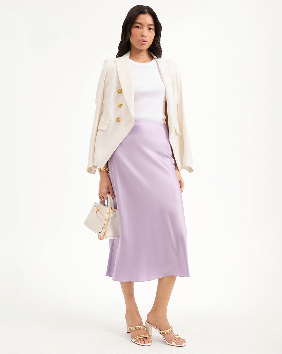 Veronica Beard Clover Stretch-Silk Slip Skirt - Soft Lilac