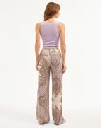 Veronica Beard Grigore Silk Pant - Stone Khaki Multi